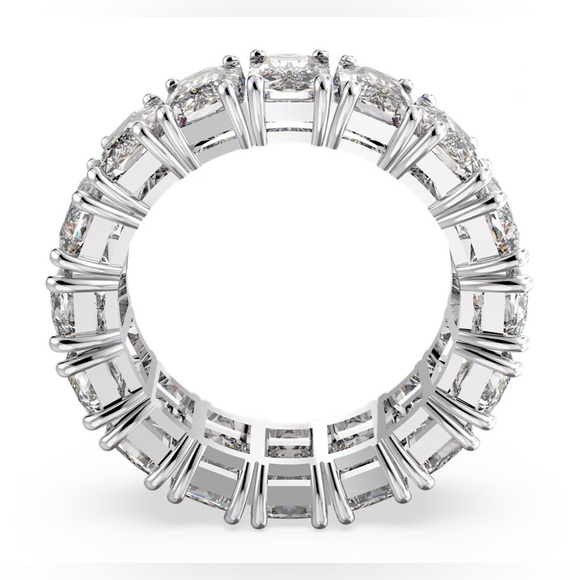 Signed Swarovski Silver Vittore Rectangular Cut Ring |  7 | New - Picture 5 of 16